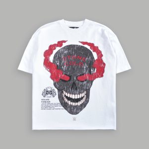 Stone Cold Forever Grunge Mid-Length Raw Hem Tee in White