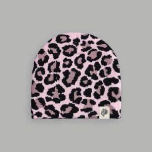 Wolf Patch V2 Cap Beanie in Cloud Pink Leopard