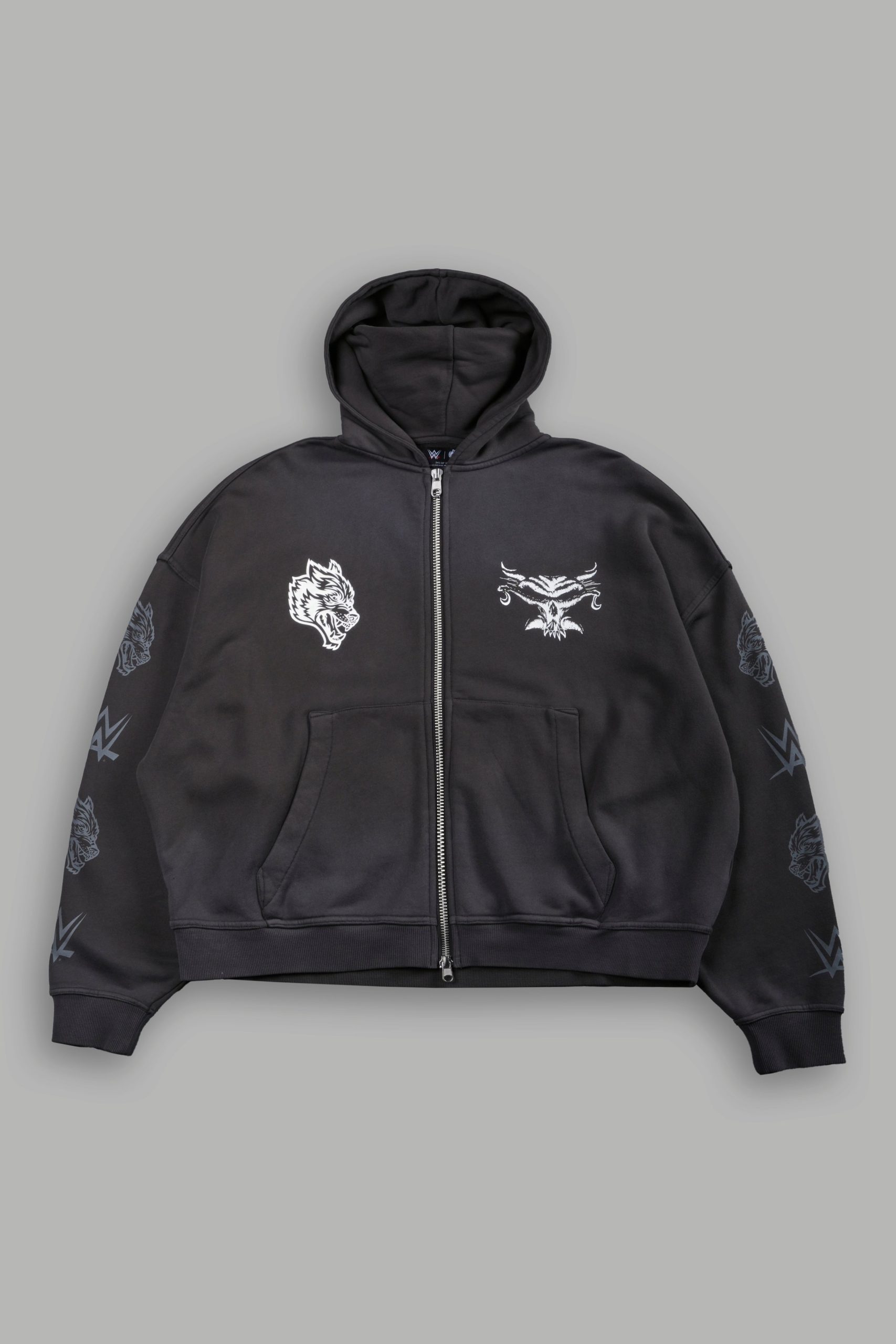 Feed the Beast Vex Double Zip Hoodie in Wolf Gray Drift Wash - Image 3