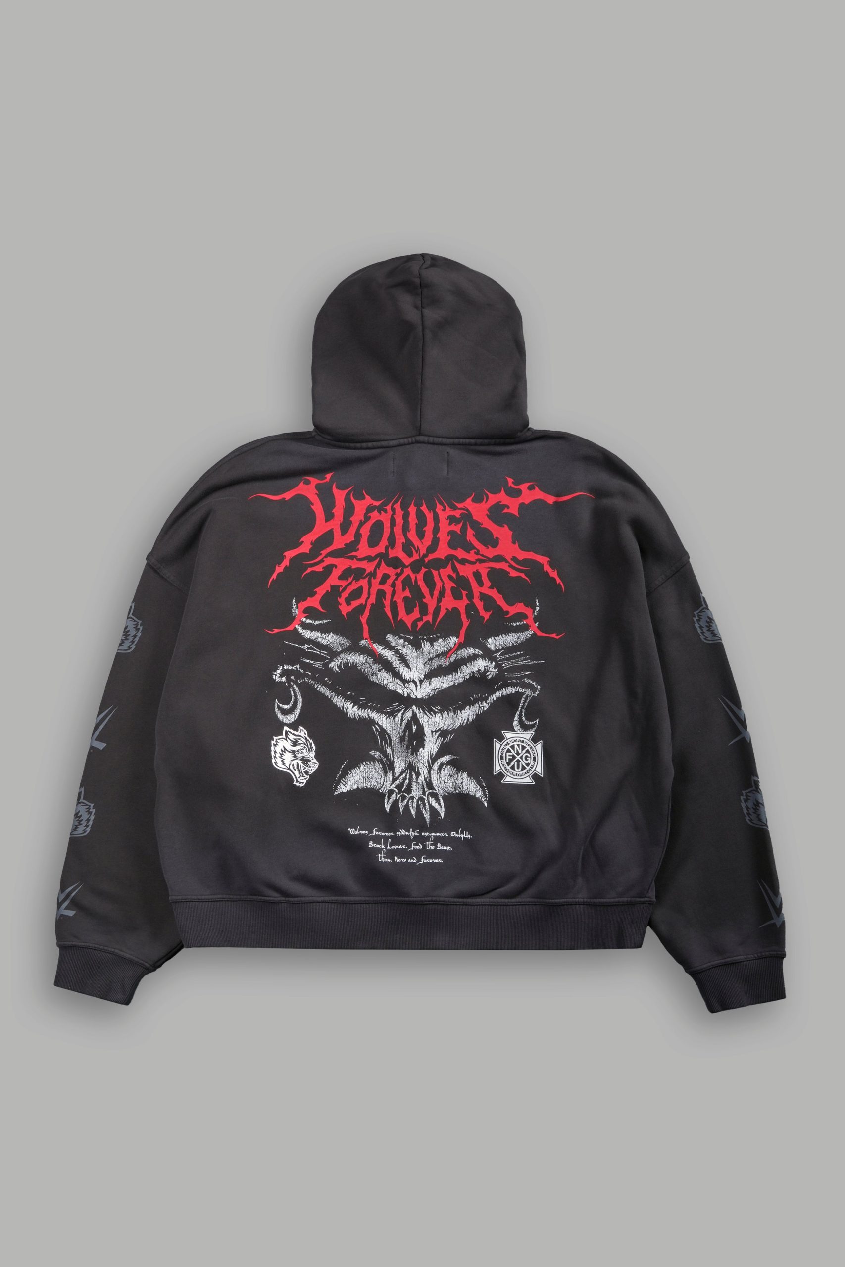 Feed the Beast Vex Double Zip Hoodie in Wolf Gray Drift Wash