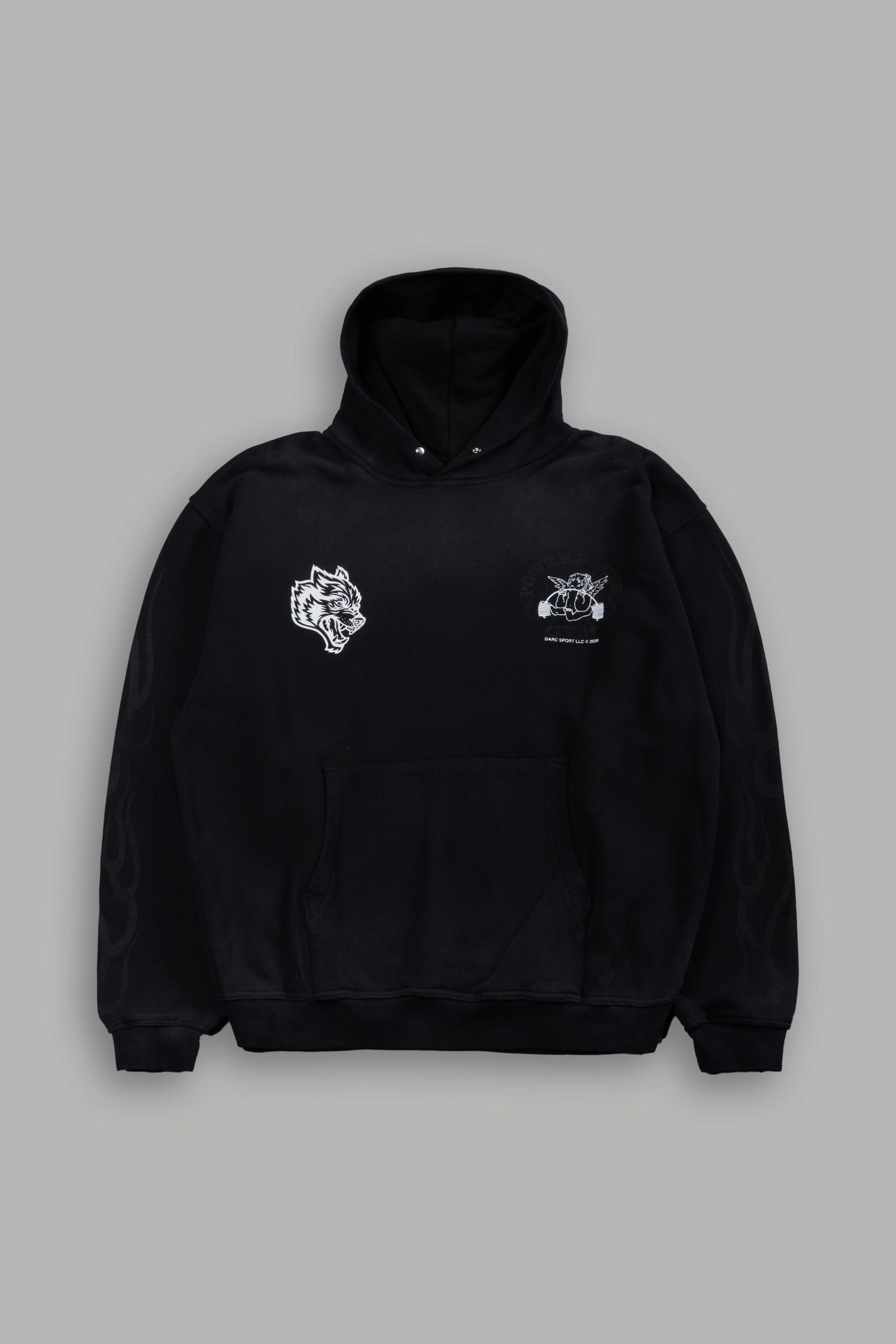 Powerhouse of the Cherub Unisex Pierce Hoodie in Black Drift Wash - Image 3