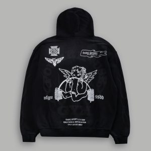 Powerhouse of the Cherub Unisex Pierce Hoodie in Black Drift Wash