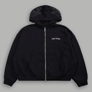 Inner Wolf Vex Double Zip Hoodie in Black