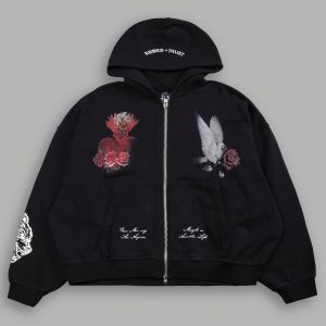 Doomed Love Vex Double Zip Hoodie in Black