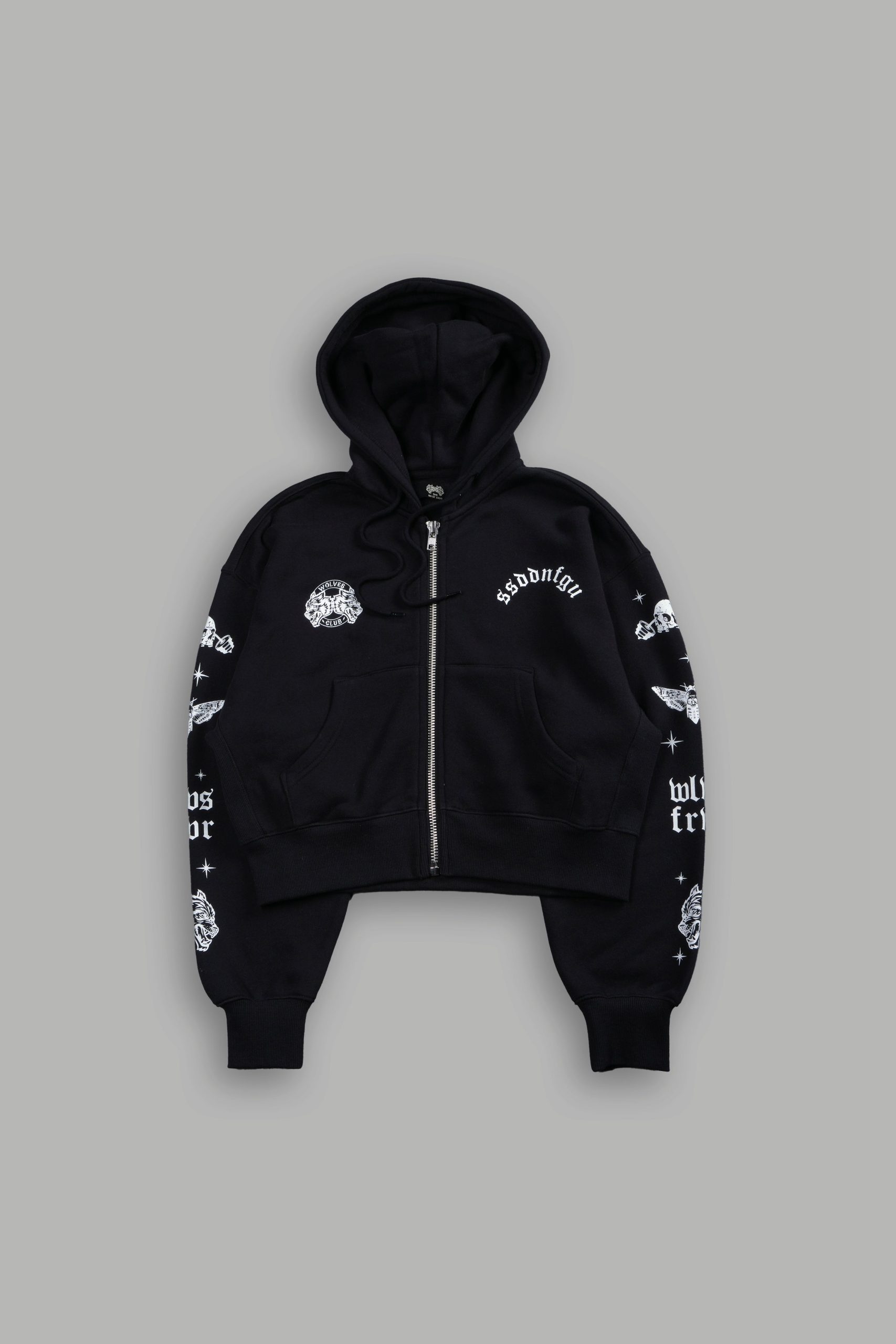 FRVR in the Stars Sage Cropped Zip Hoodie in Black - Image 8