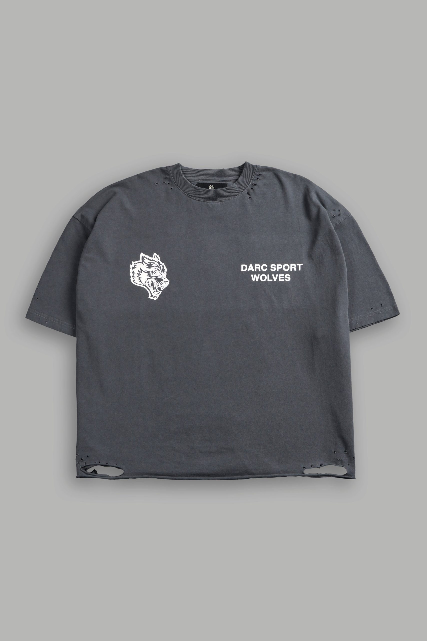 Sangrado Distressed Grunge Box Cut Tee in Slate Gray - Image 3