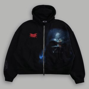 Vader Vex Double Zip Hoodie in Black