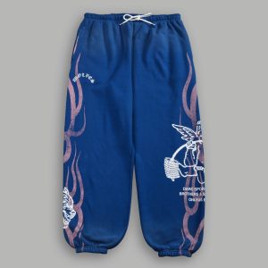 Powerhouse of the Cherub Unisex Lightweight Lounger Sweat Pants in Darc Cobalt Drift Wash