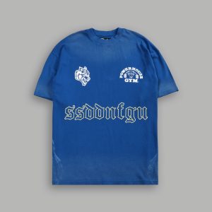 Powerhouse Moth Premium Oversized Tee in Darc Cobalt Drift Wash