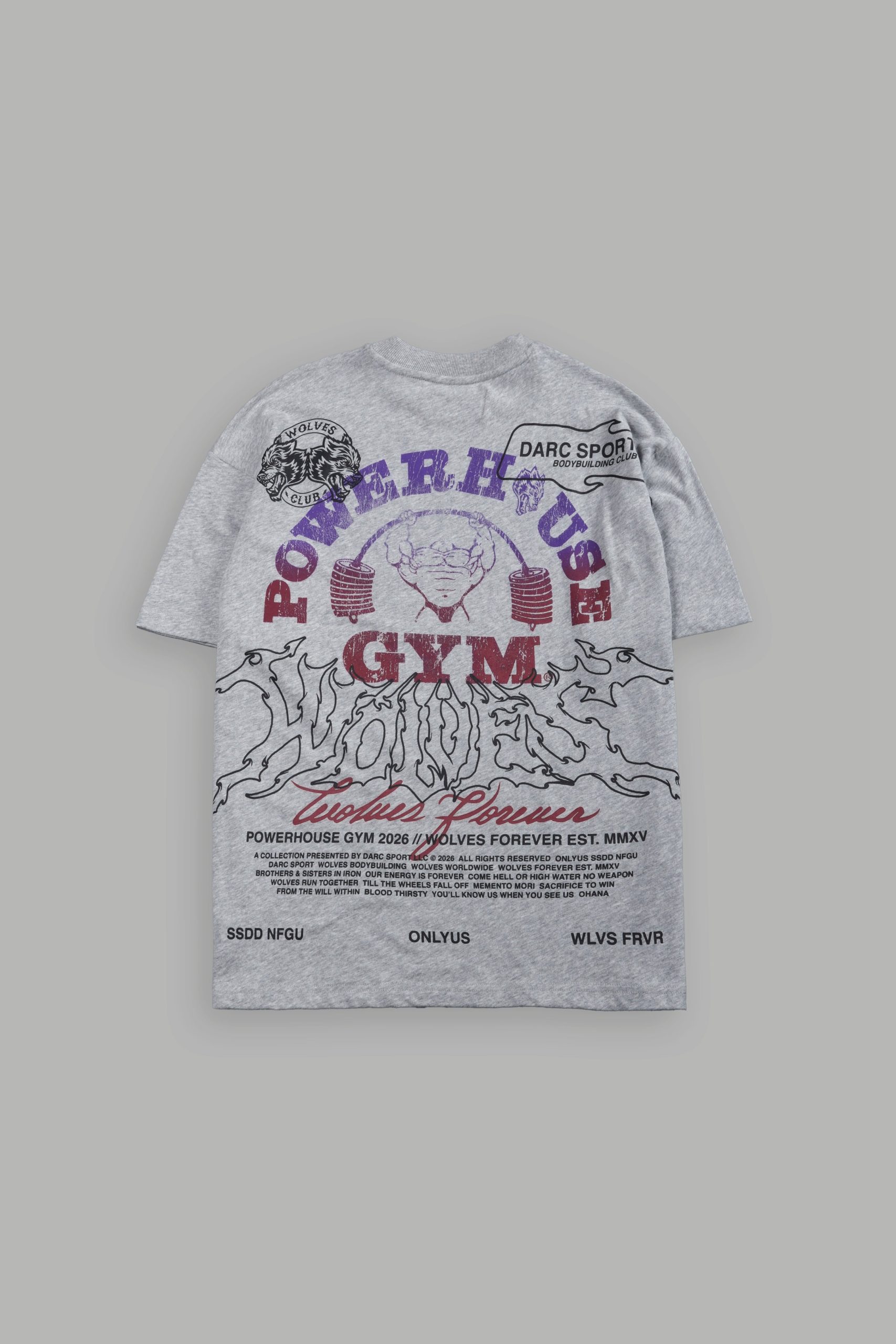 Powerhouse Hesh Premium Oversized Tee in Light Athletic Gray