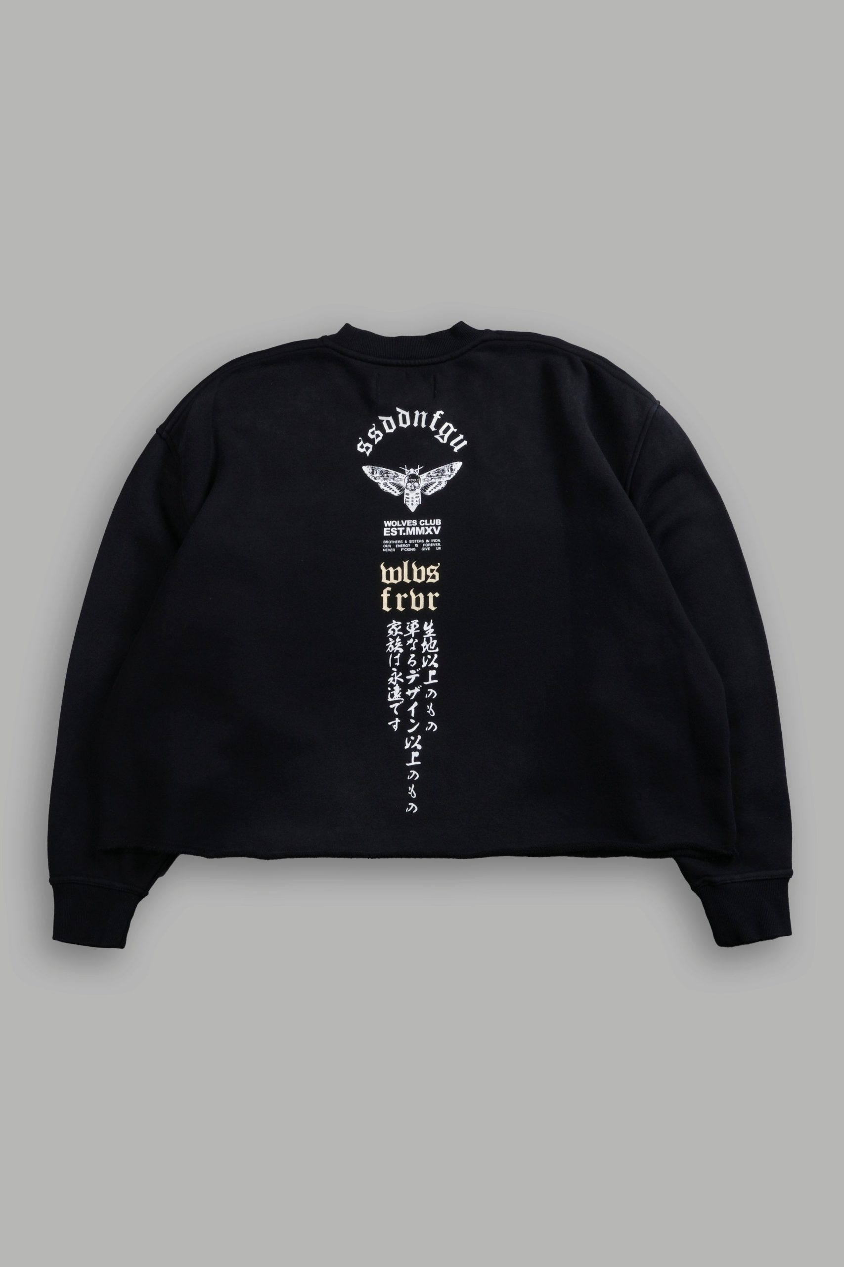 Hannya Inferno Raw Hem Box Cut Crewneck in Black Sun Fade - Image 3