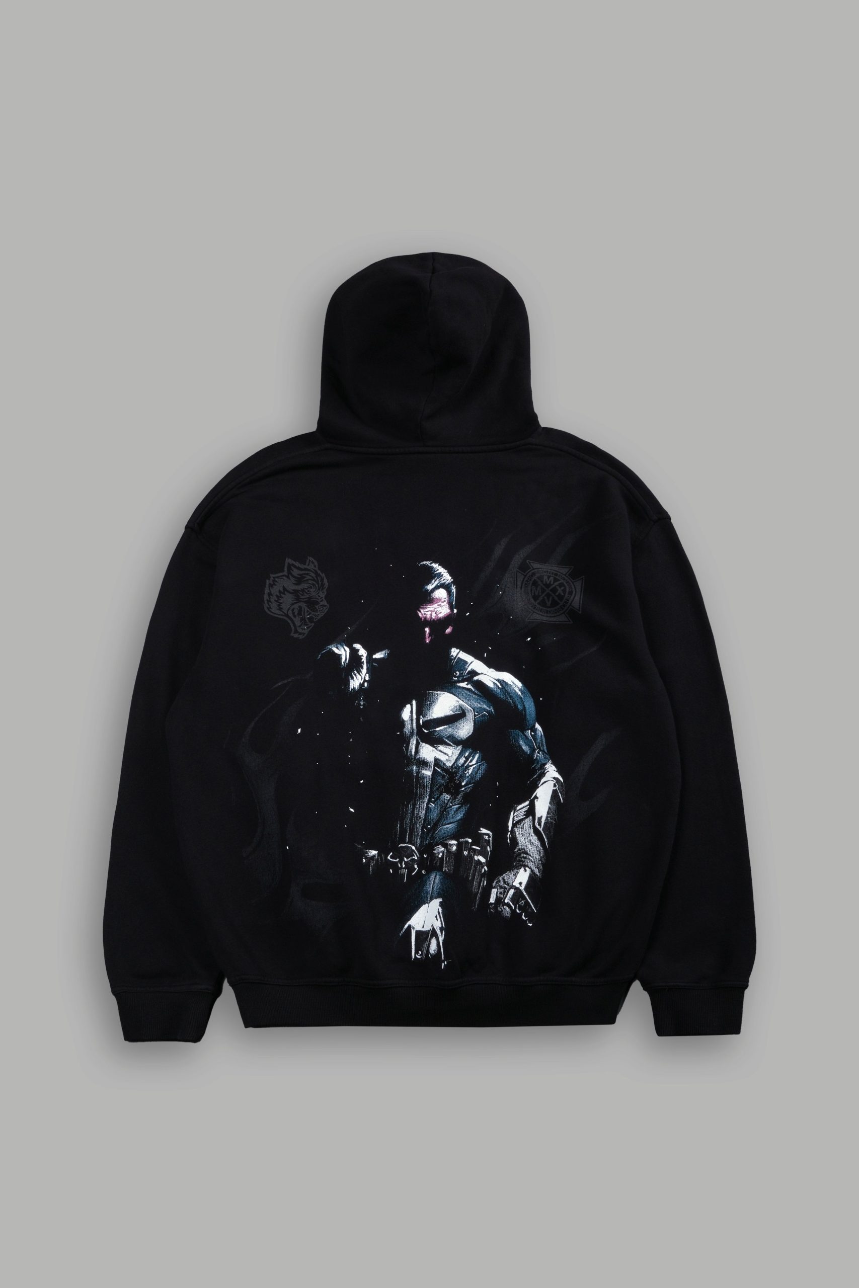 Punisher Box Cut Pierce Hoodie in Black