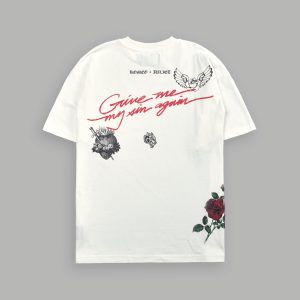 Sin Again Unisex Grunge Tee in Cream