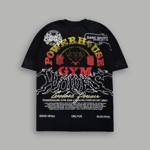 Powerhouse Hesh Premium Oversized Tee in Black Drift Wash