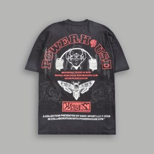 Powerhouse Moth Premium Oversized Tee in Wolf Gray Drift Wash