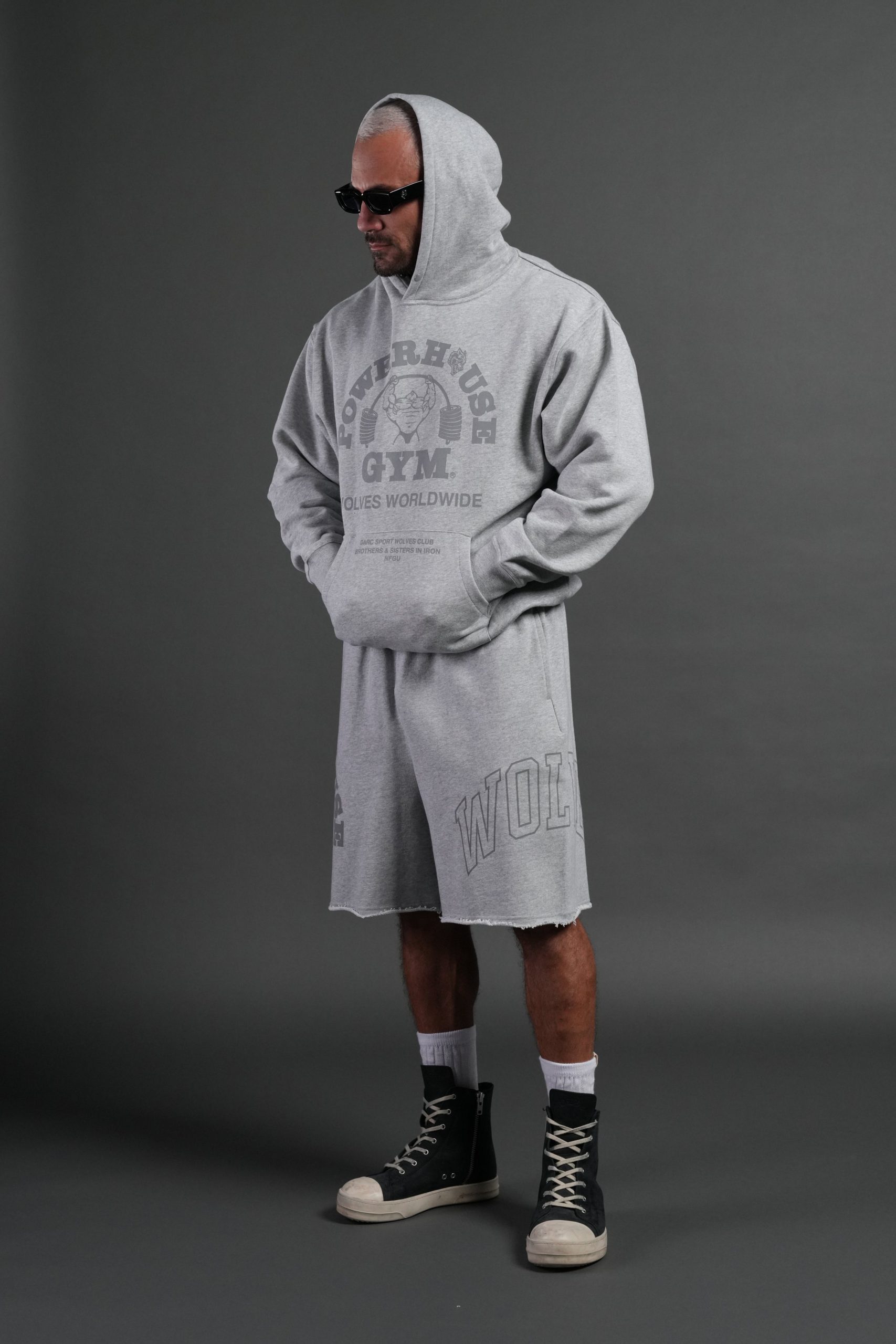 Powerhouse of the Wolves Grunge Brock Sweat Shorts in Light Athletic Gray - Image 6