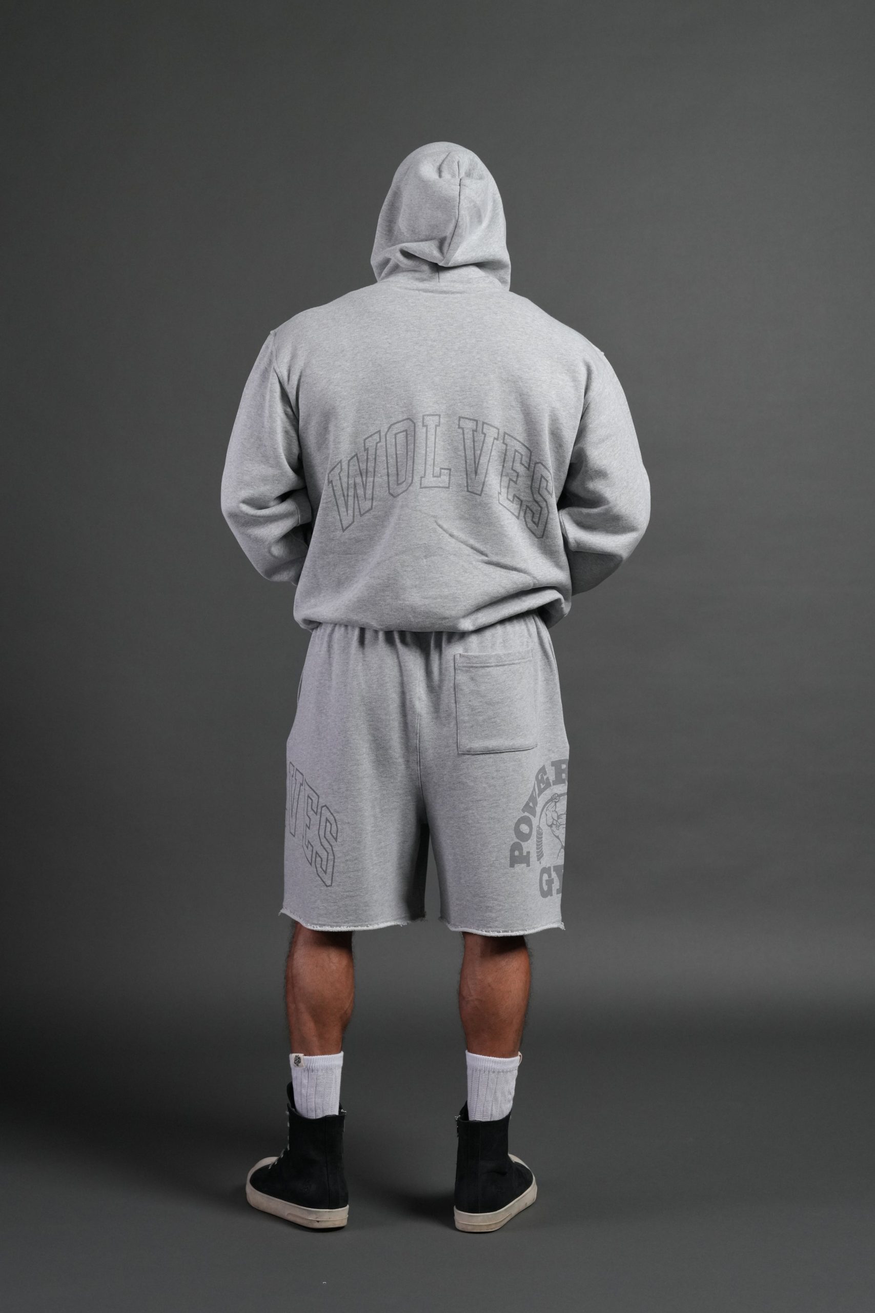 Powerhouse of the Wolves Grunge Brock Sweat Shorts in Light Athletic Gray - Image 7