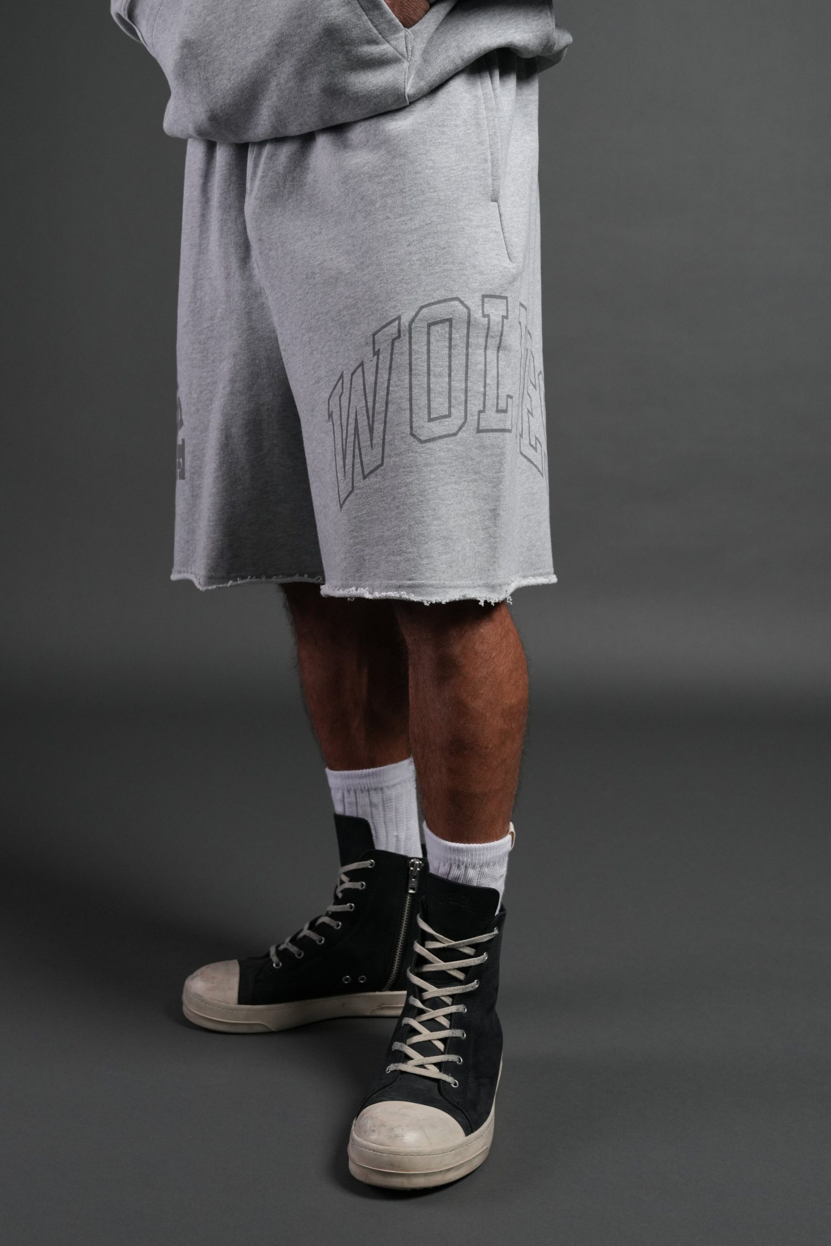 Powerhouse of the Wolves Grunge Brock Sweat Shorts in Light Athletic Gray - Image 4