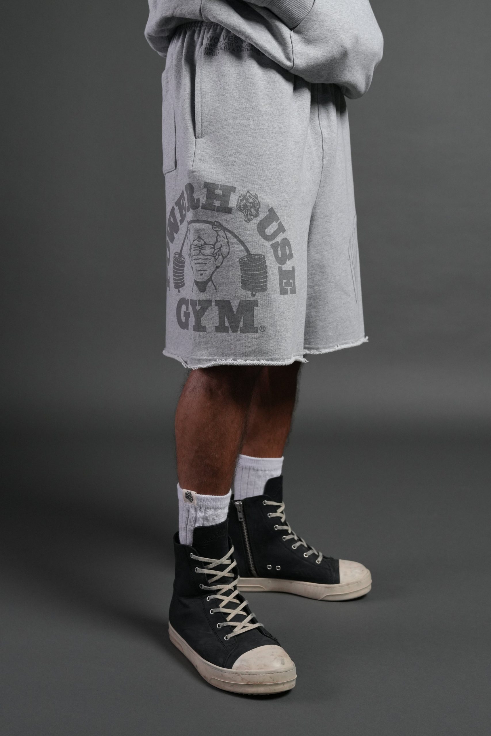 Powerhouse of the Wolves Grunge Brock Sweat Shorts in Light Athletic Gray - Image 5