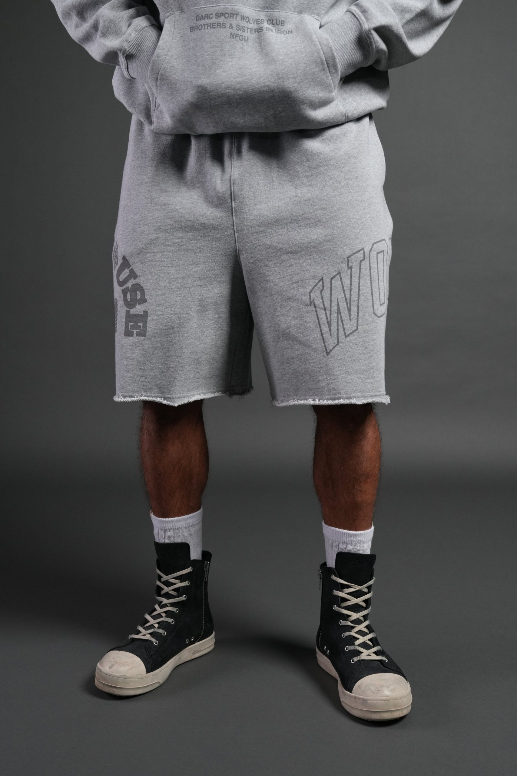 Powerhouse of the Wolves Grunge Brock Sweat Shorts in Light Athletic Gray - Image 2