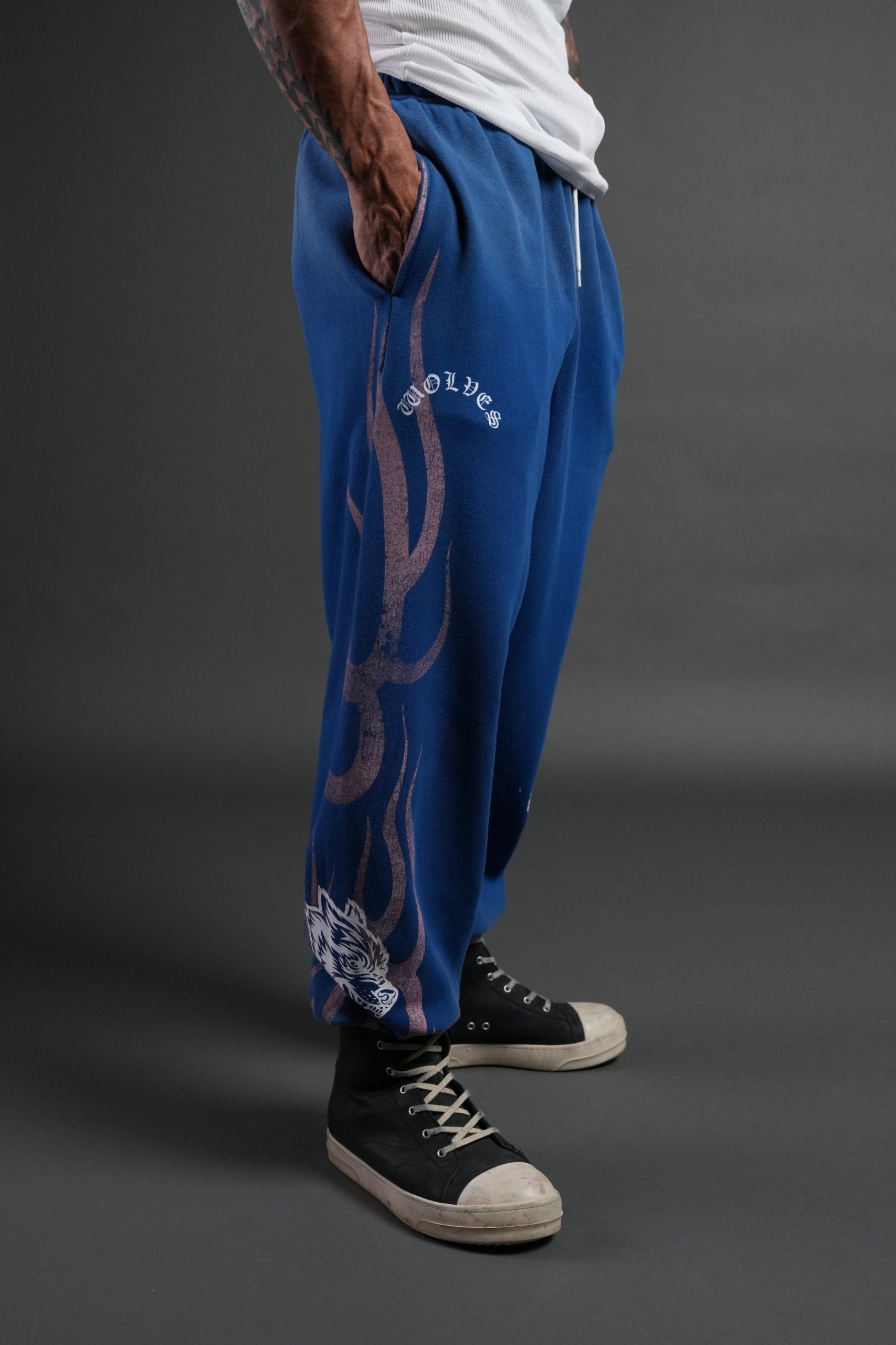 Powerhouse of the Cherub Unisex Lightweight Lounger Sweat Pants in Darc Cobalt Drift Wash - Image 5