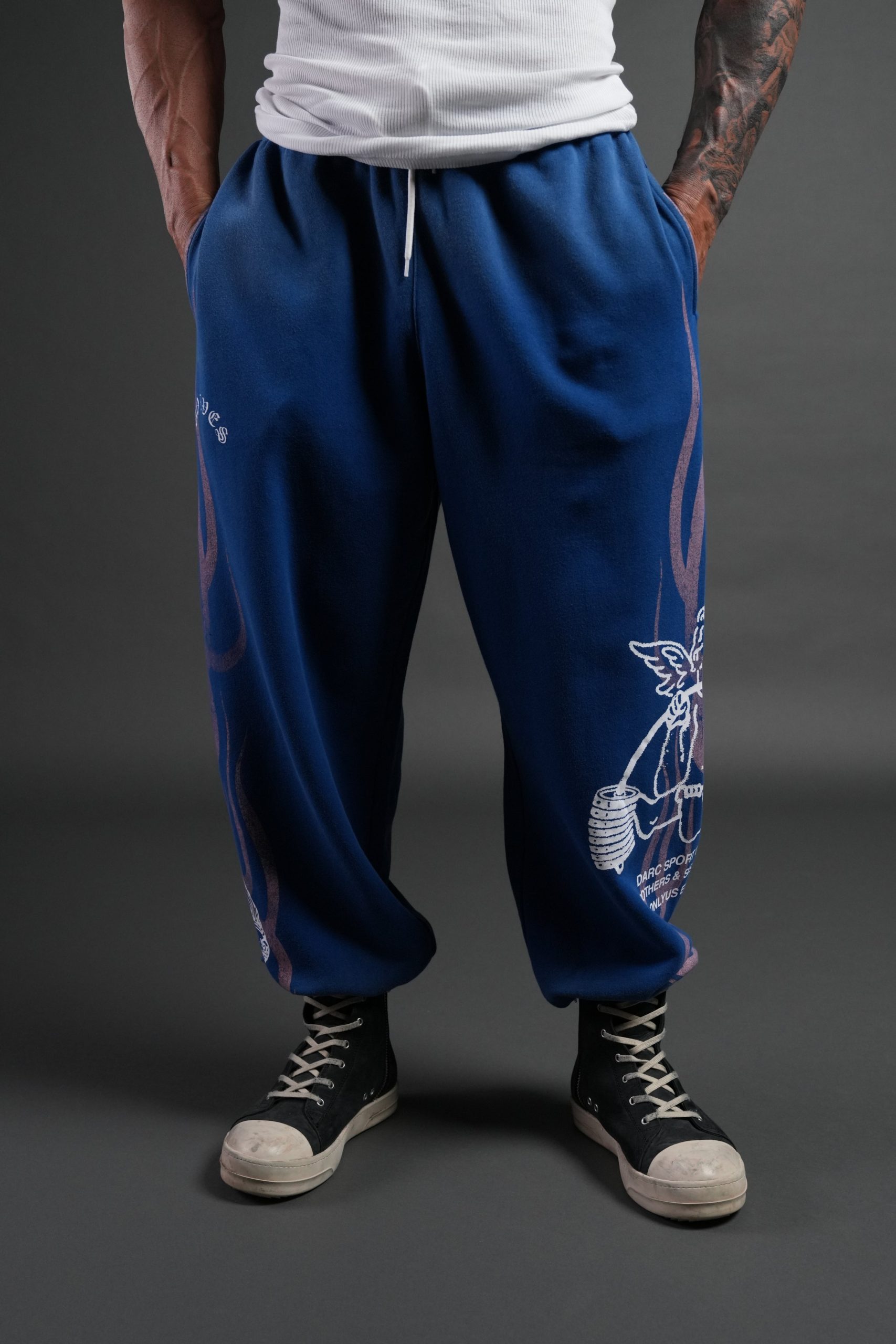 Powerhouse of the Cherub Unisex Lightweight Lounger Sweat Pants in Darc Cobalt Drift Wash - Image 2