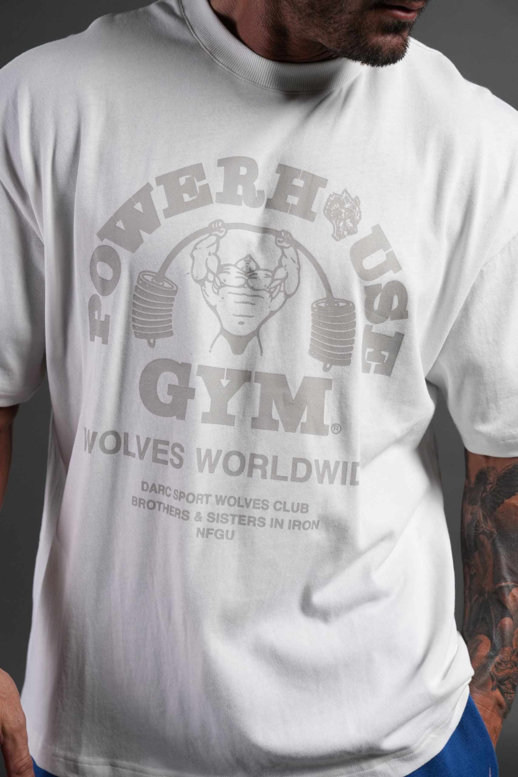Powerhouse of the Wolves Premium Oversized Tee in Cream - Image 7