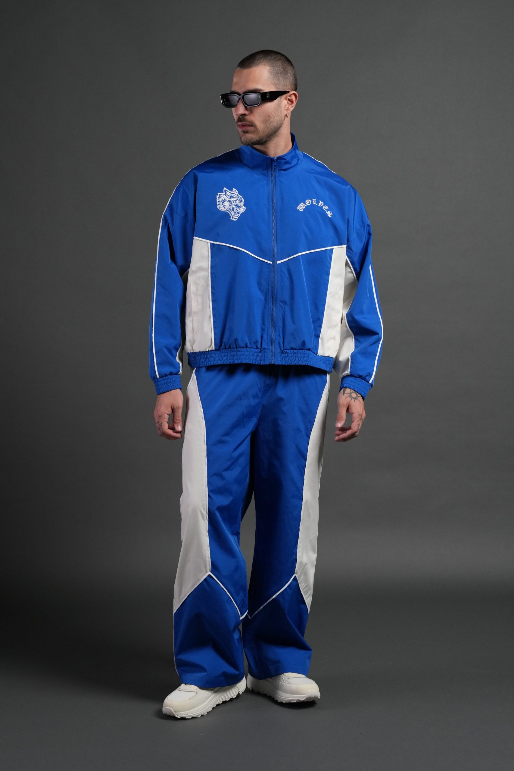 Wolf Chopper Quinn Track Jacket in Darc Cobalt/Cream - Image 5