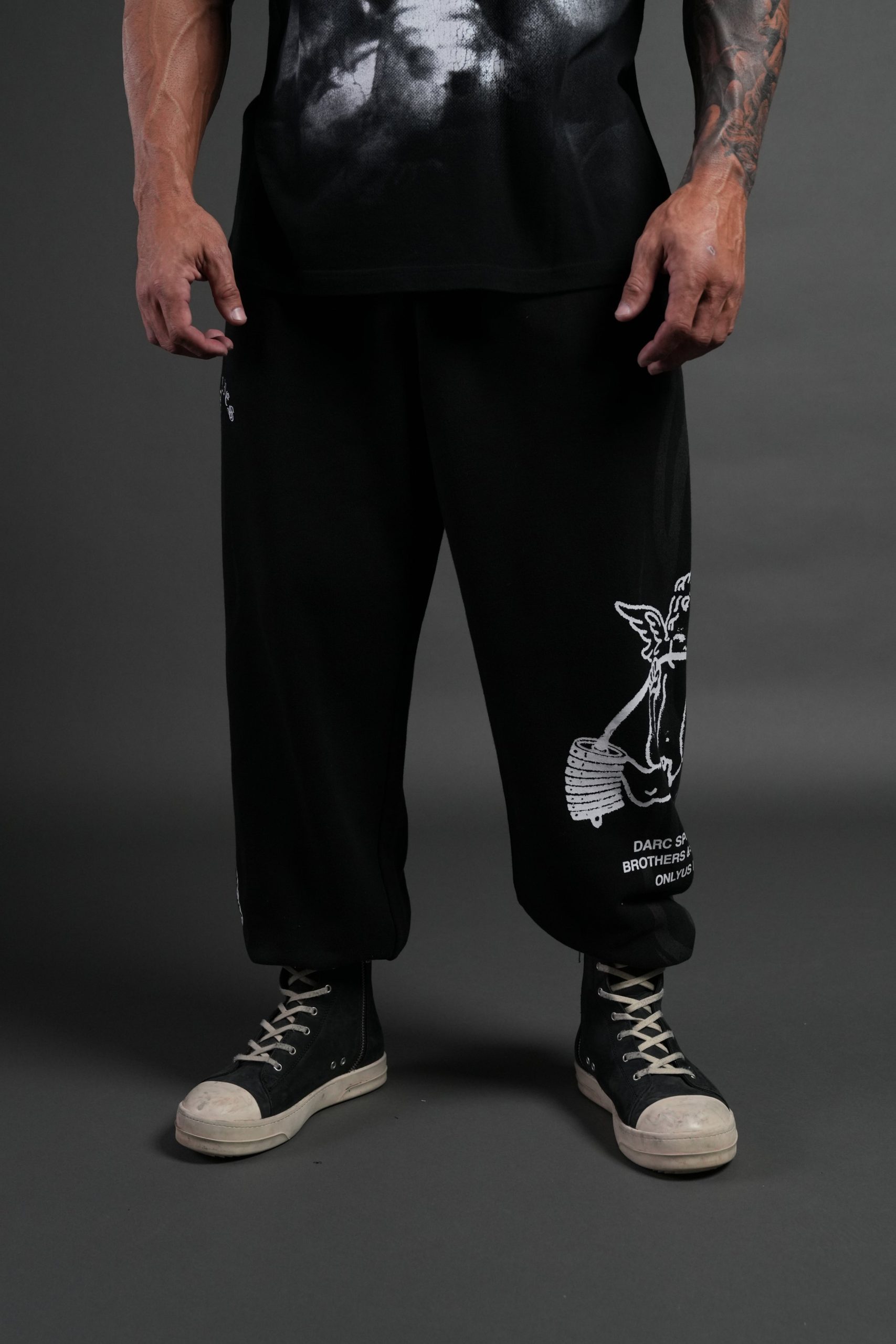 Powerhouse of the Cherub Unisex Lightweight Lounger Sweat Pants in Black Drift Wash - Image 8