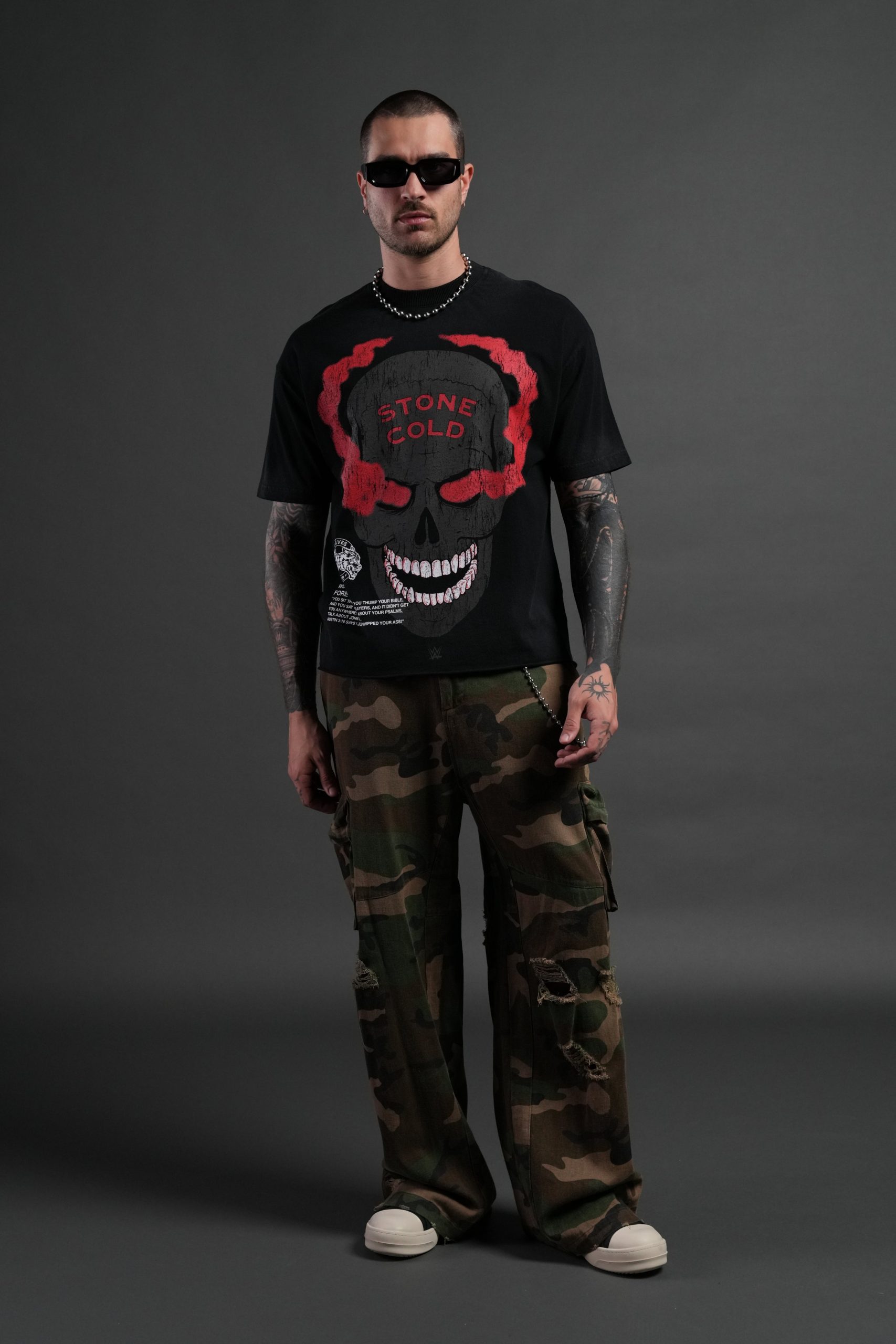 Stone Cold Forever Grunge Mid-Length Raw Hem Tee in Black Drift Wash - Image 5