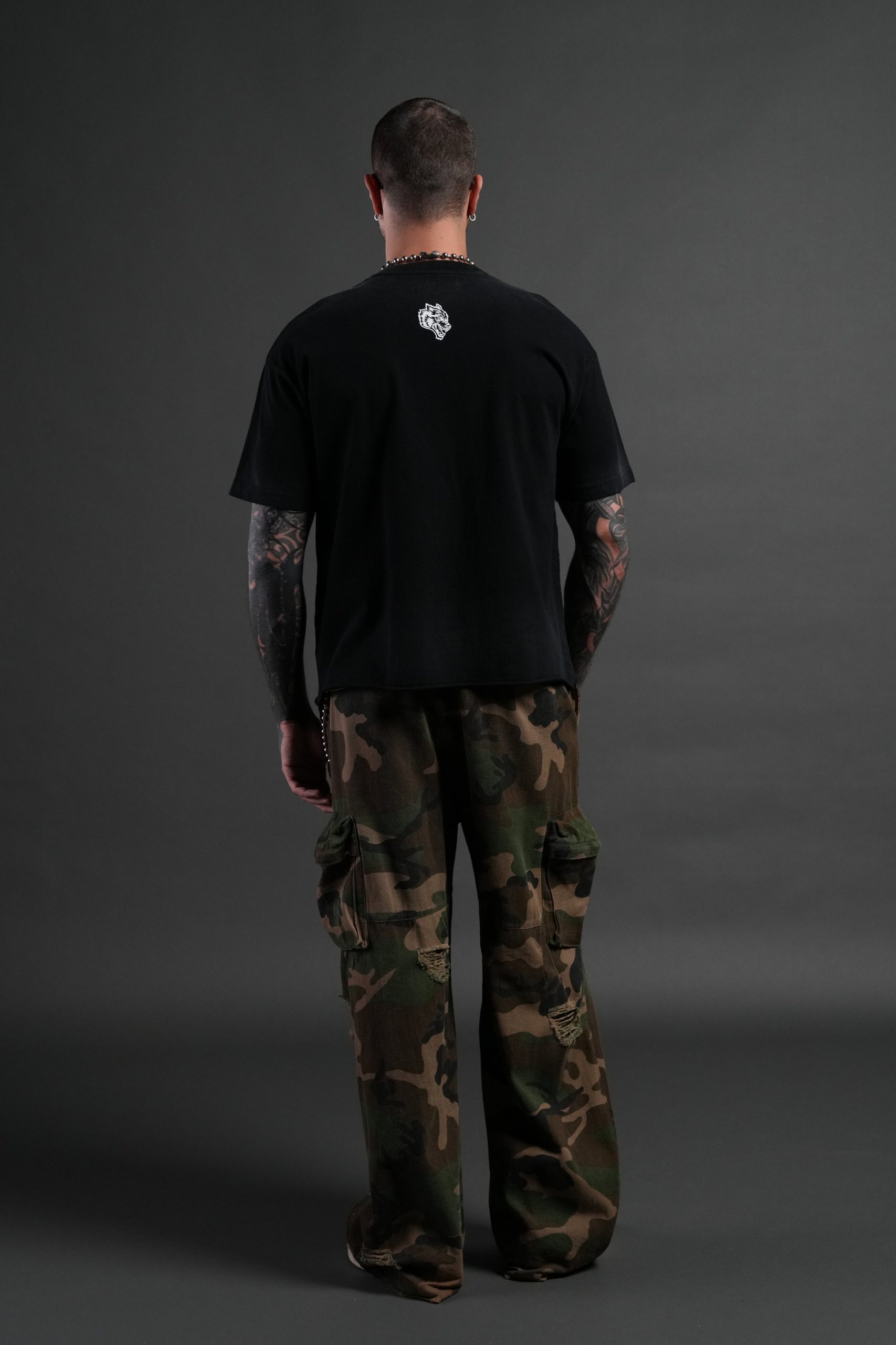 Stone Cold Forever Grunge Mid-Length Raw Hem Tee in Black Drift Wash - Image 6