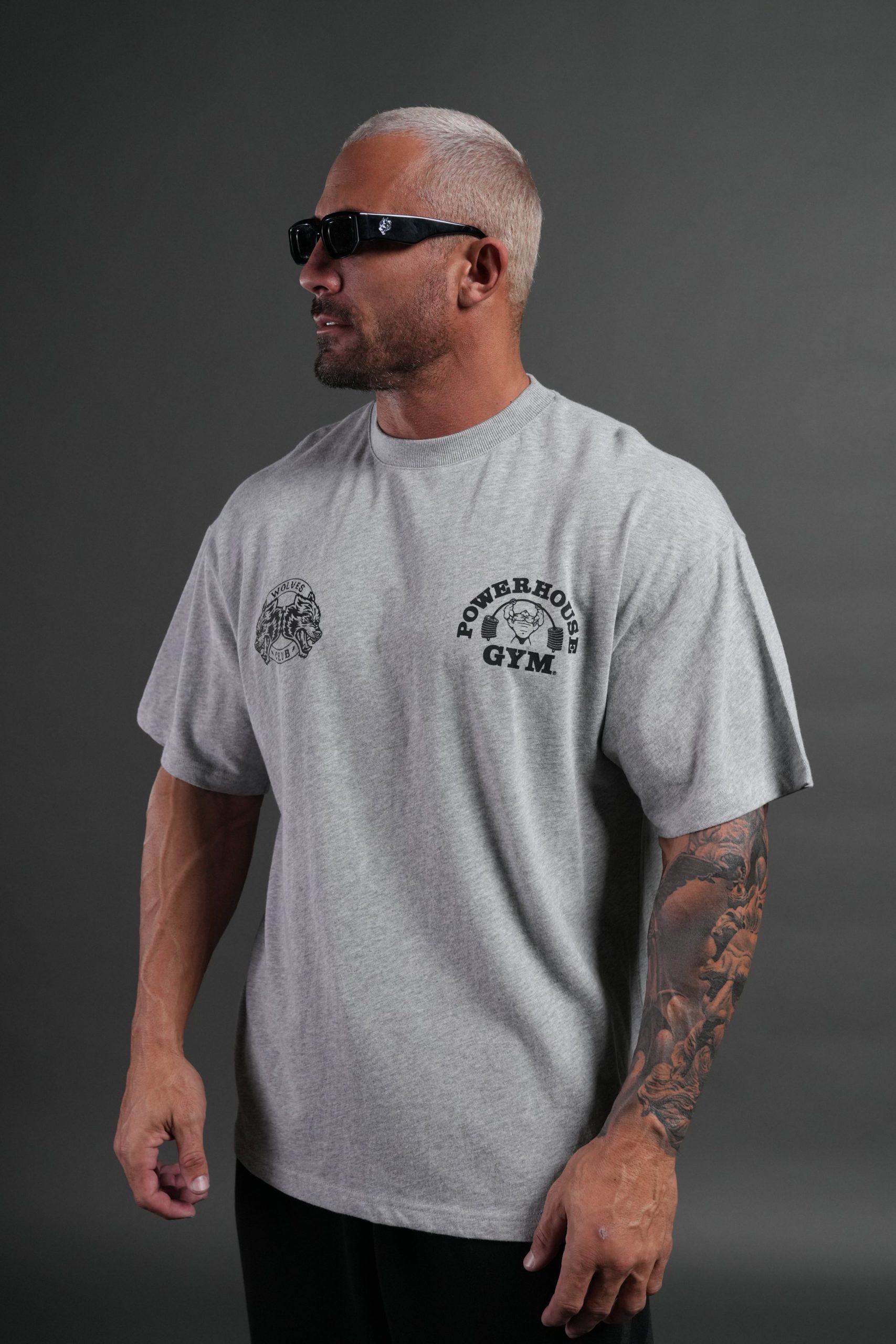 Powerhouse Hesh Premium Oversized Tee in Light Athletic Gray - Image 2