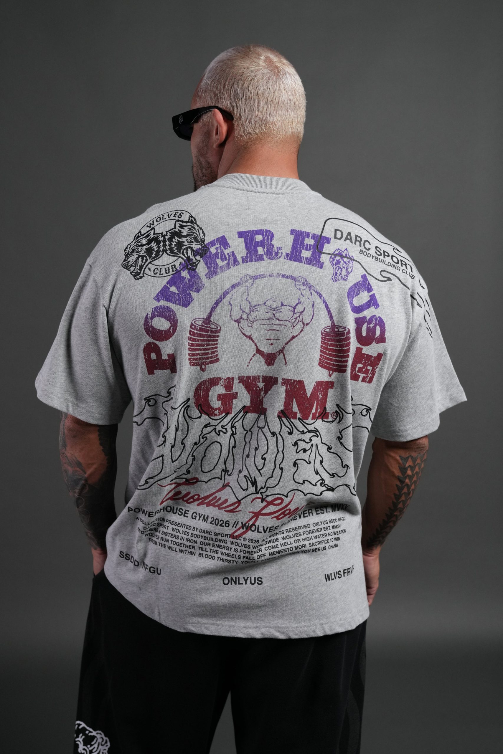 Powerhouse Hesh Premium Oversized Tee in Light Athletic Gray - Image 4