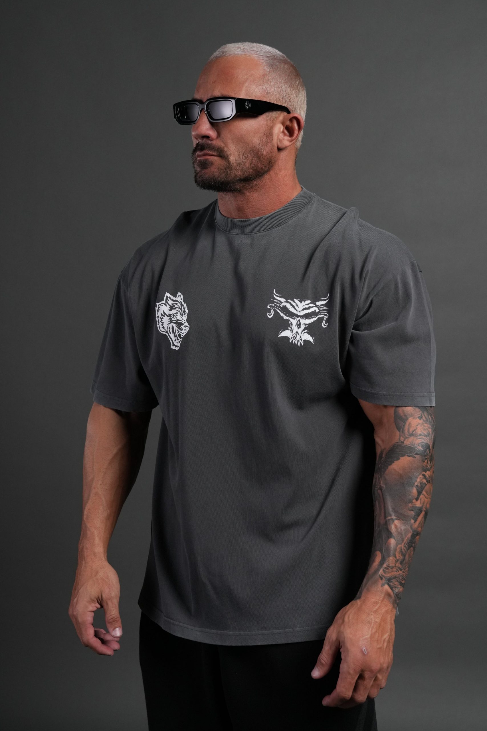 Feed the Beast Premium Oversized Tee in Wolf Gray - Image 2
