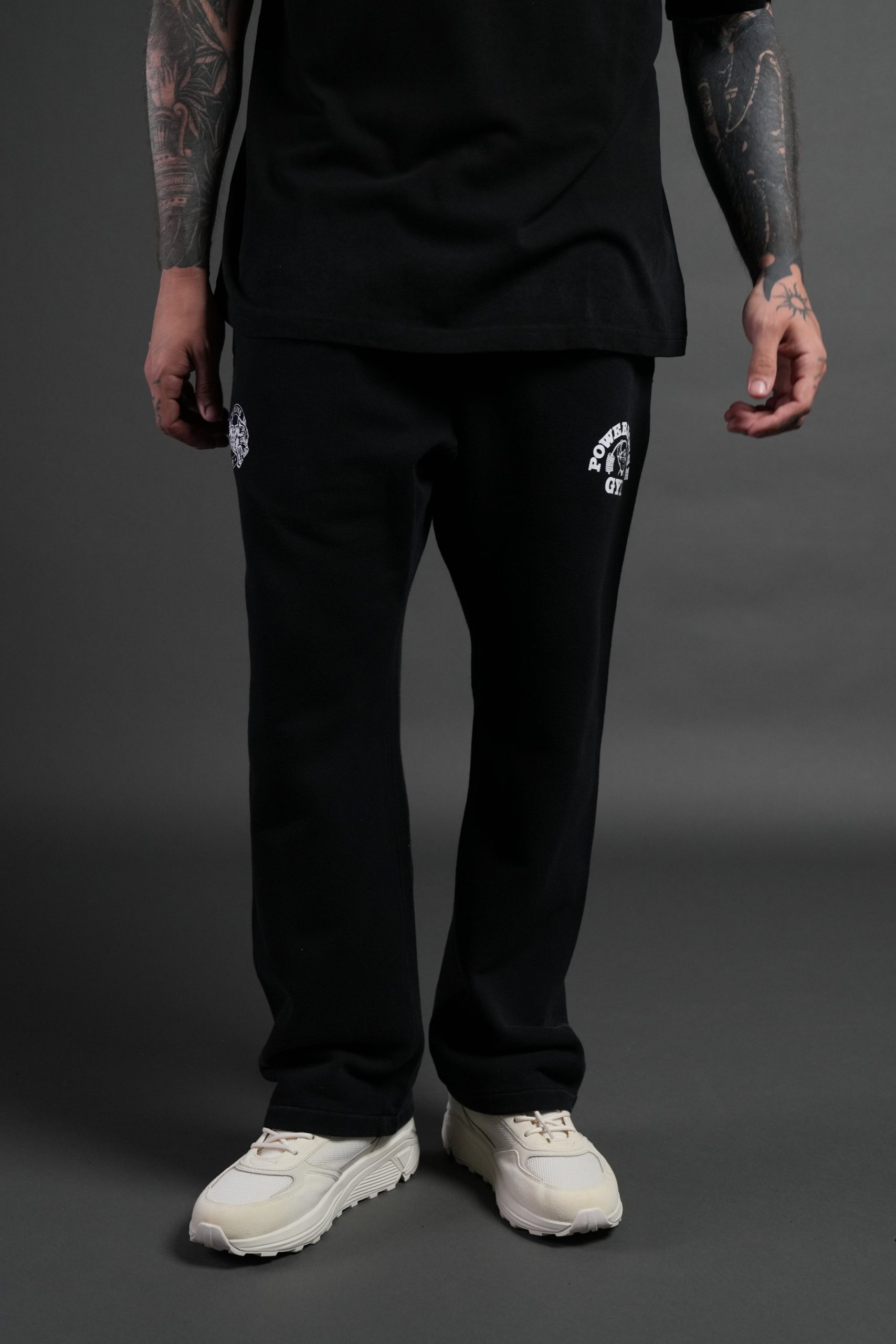 Powerhouse X Wolves Bigelow Sweat Pants in Black Drift Wash - Image 2