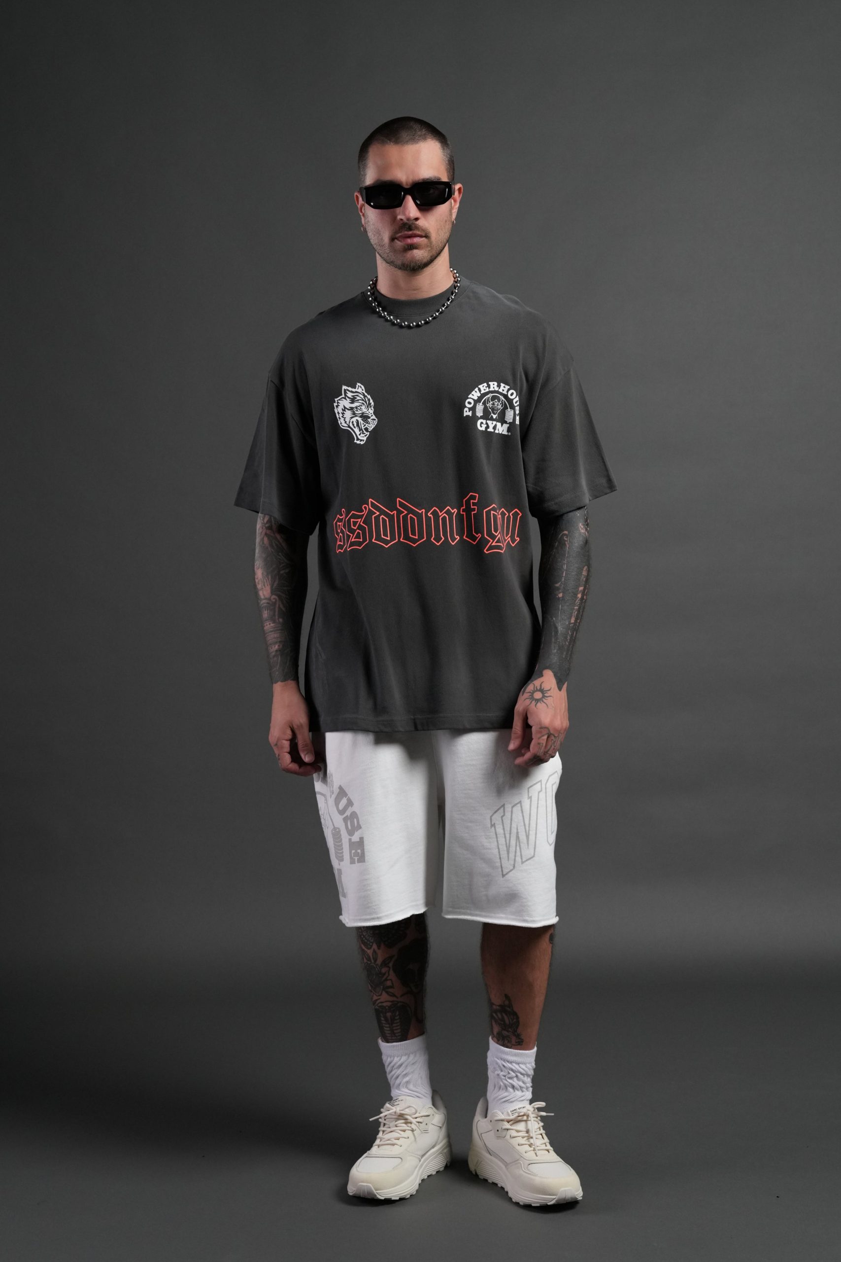 Powerhouse Moth Premium Oversized Tee in Wolf Gray Drift Wash - Image 5