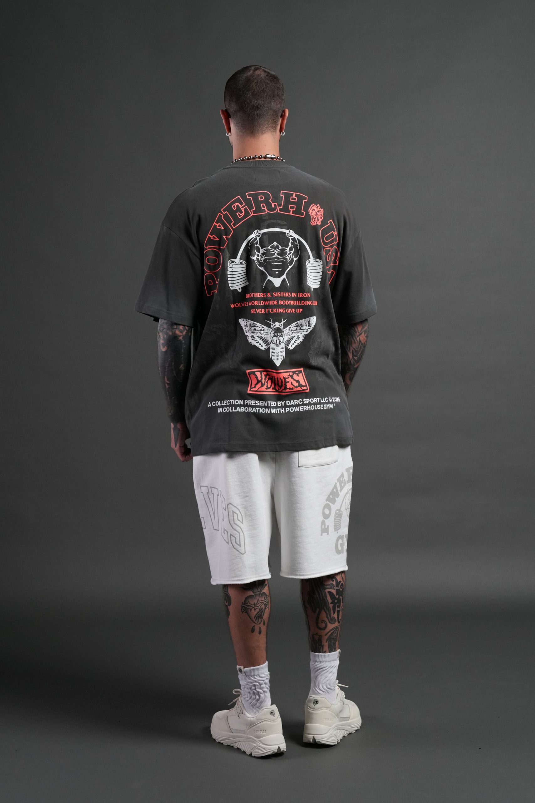 Powerhouse Moth Premium Oversized Tee in Wolf Gray Drift Wash - Image 6