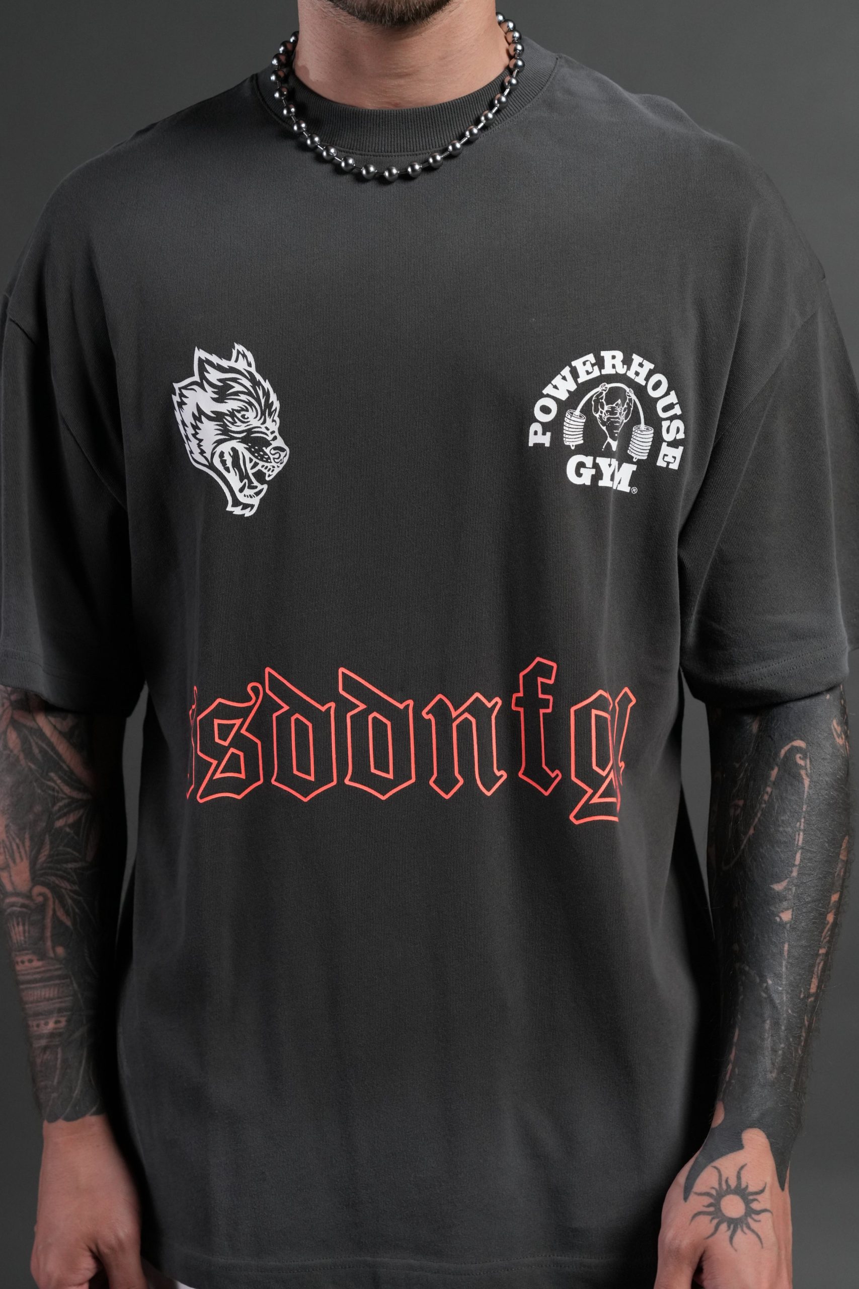 Powerhouse Moth Premium Oversized Tee in Wolf Gray Drift Wash - Image 7