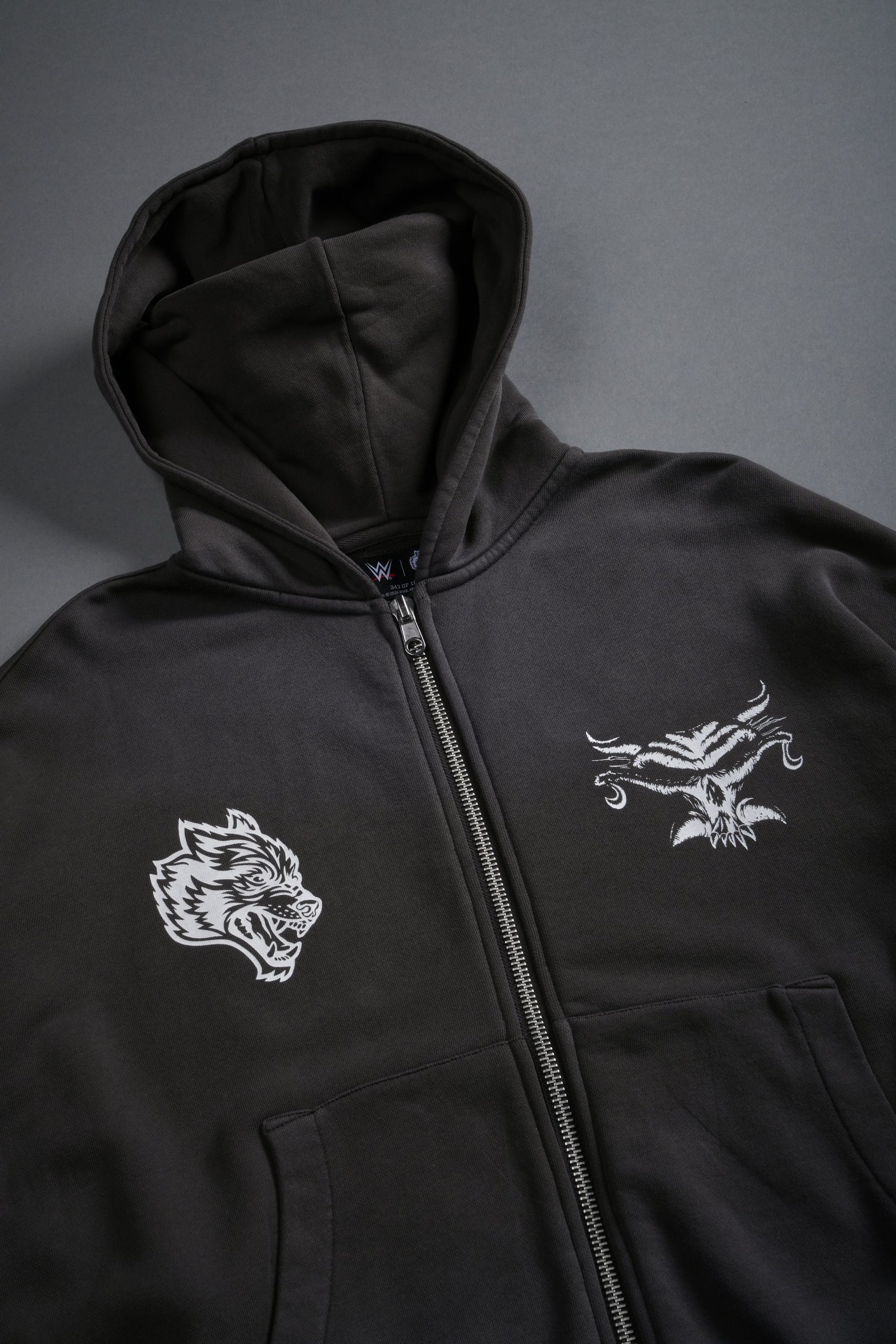 Feed the Beast Vex Double Zip Hoodie in Wolf Gray Drift Wash - Image 7