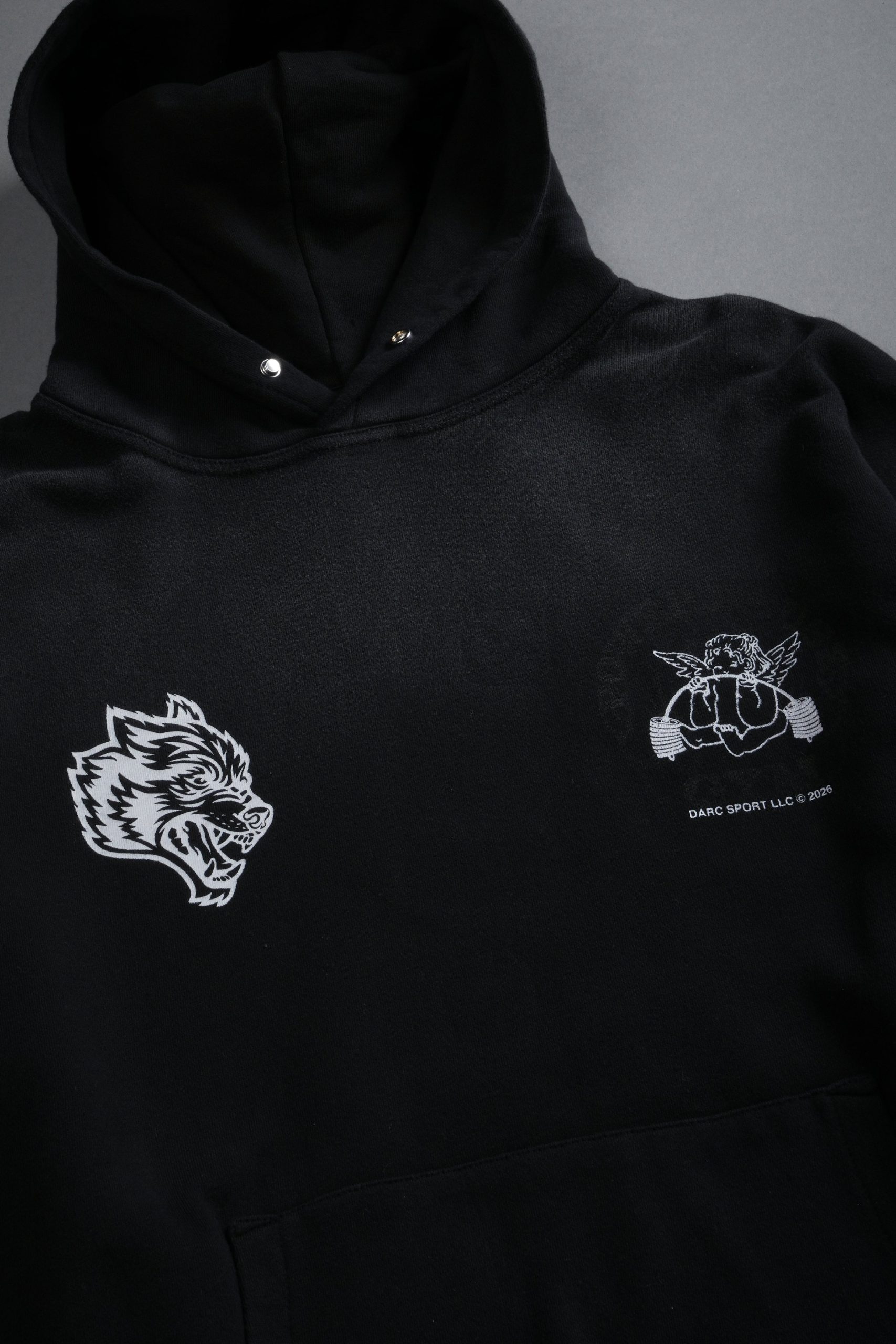 Powerhouse of the Cherub Unisex Pierce Hoodie in Black Drift Wash - Image 17