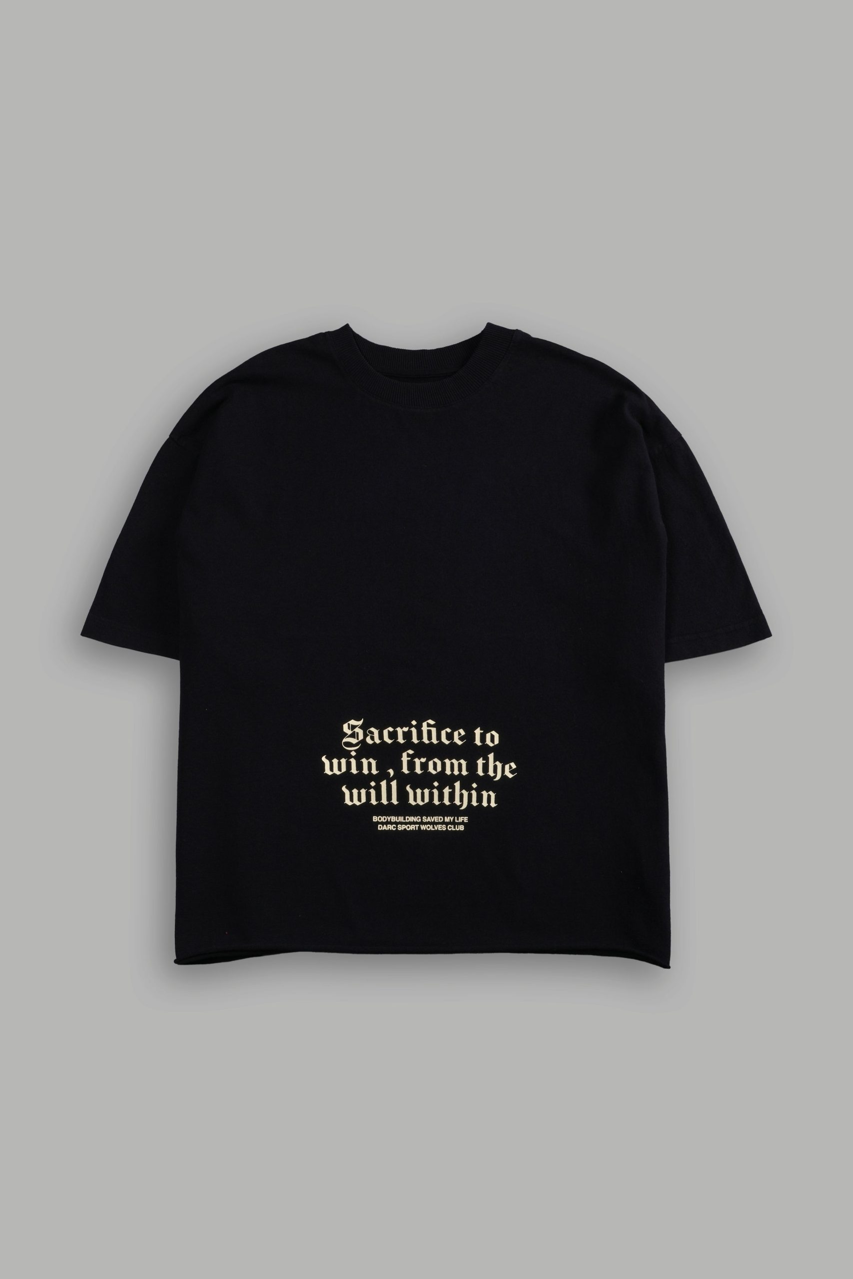 Big Bodybuilding Saved My Life Grunge Mid-Length Raw Hem Tee in Black - Image 3