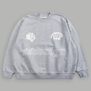 Powerhouse Moth Destroyed Oversized London Crewneck in Light Athletic Gray
