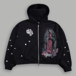 Verona Noir Vex Double Zip Hoodie in Black
