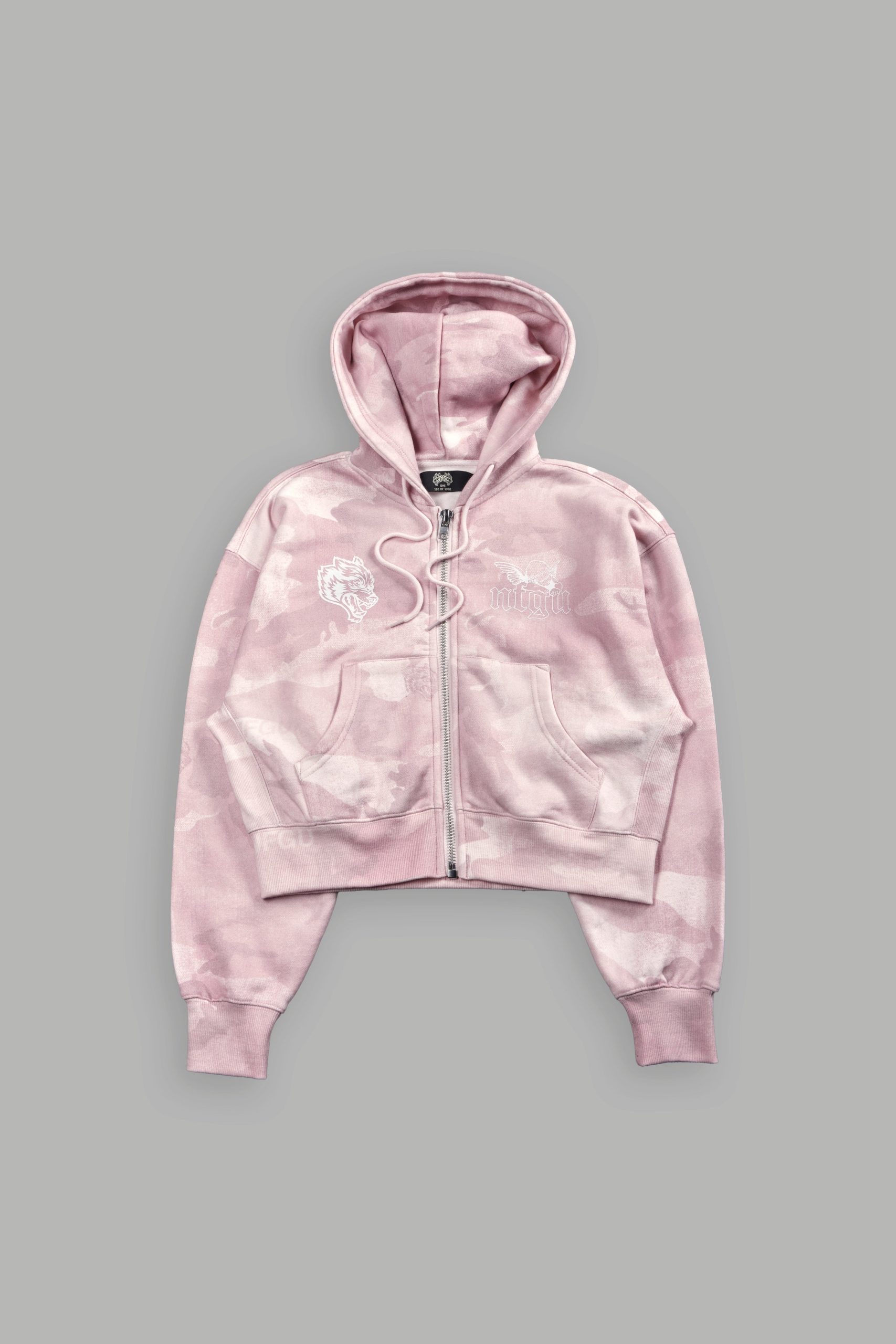 Cherub NFGU Sage Cropped Zip Hoodie in Blush Vintage Woodland Camo - Image 7