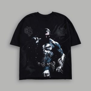 Punisher Grunge Mid-Length Raw Hem Tee in Black