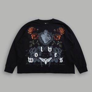 You Are the Reason Grunge Mid-Length Raw Hem LS Tee in Black