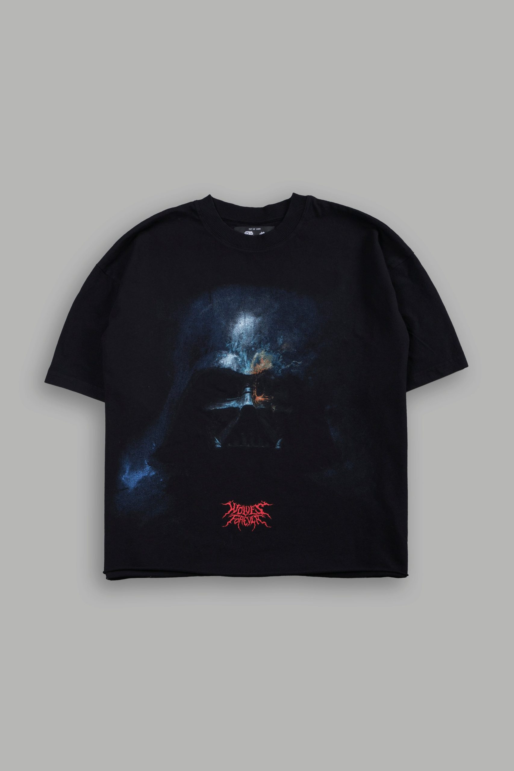 Vader Grunge Mid-Length Raw Hem Tee in Black