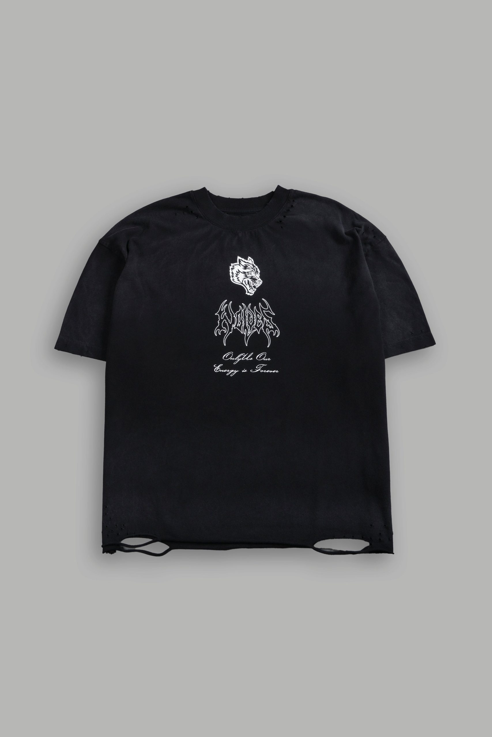 Mori Flames Distressed Grunge Tee in Black Drift Wash - Image 3