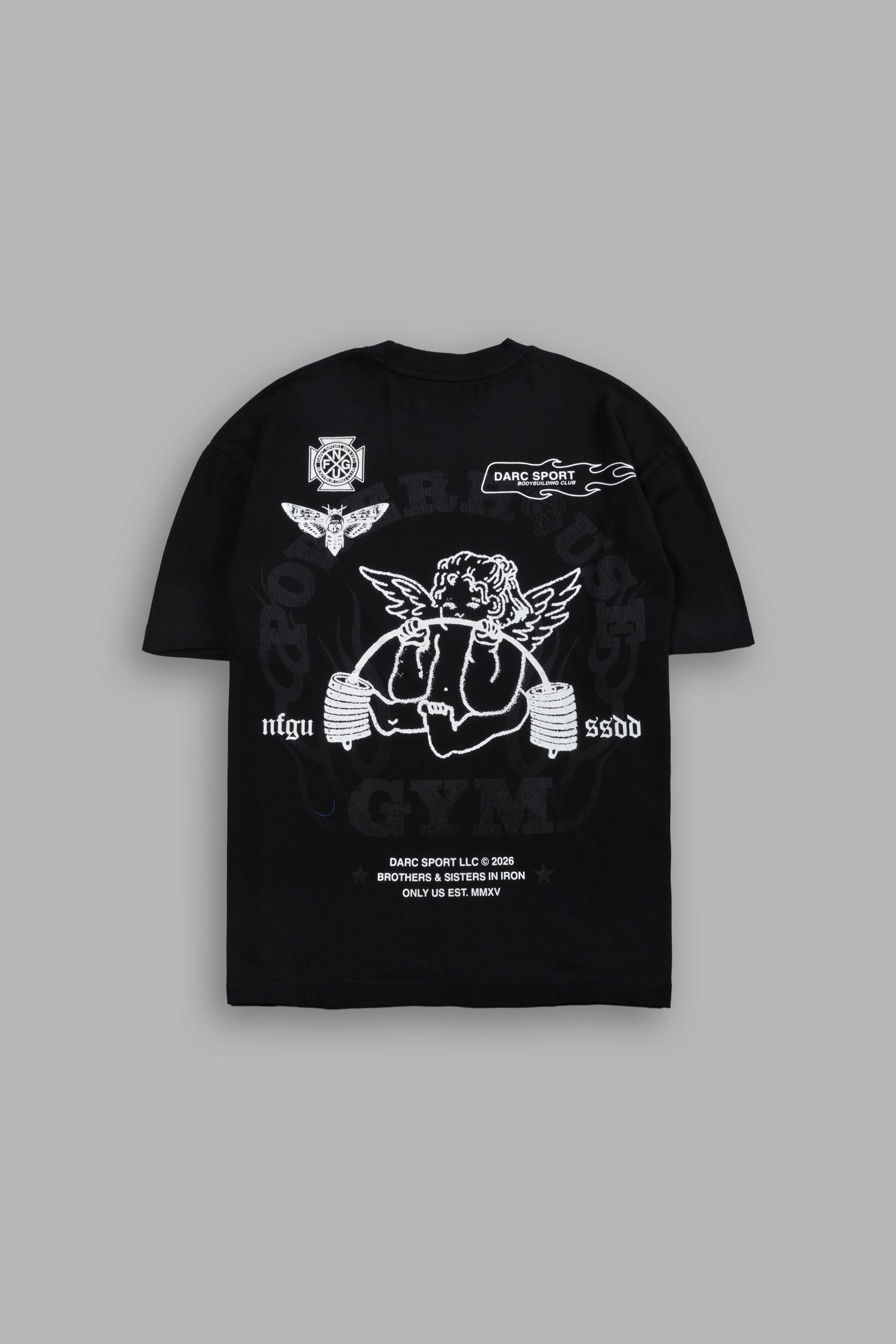 Powerhouse of the Cherub Unisex Premium Oversized Tee in Black Drift Wash