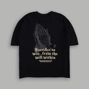 Big Bodybuilding Saved My Life Grunge Mid-Length Raw Hem Tee in Black